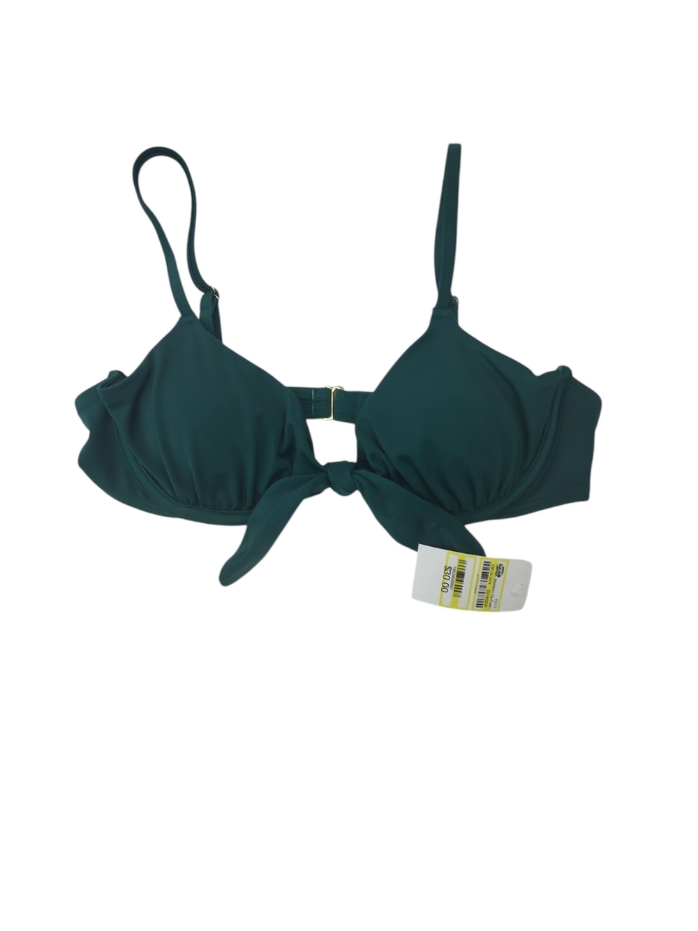 Shade & Shore Dark Green Knot-Front Bikini Top